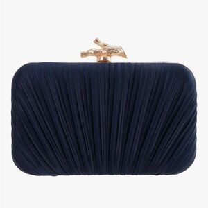 Elegant Navy Clutch with Gold Accent